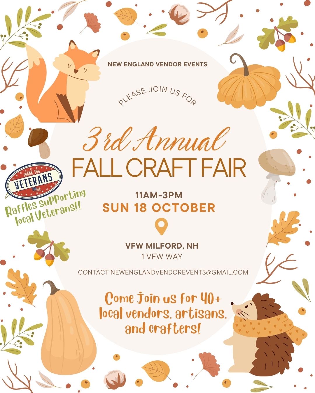 Milford Fall Craft Fair to benefit the Veterans